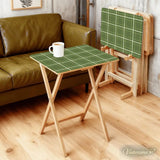 Checkered Green White Retro TV Trays Set of 4 with Wooden Storage Rack - 4 Pack - retro tv tray