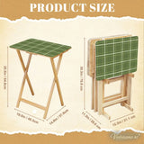 Checkered Green White Retro TV Trays Set of 4 with Wooden Storage Rack - 4 Pack - retro tv tray