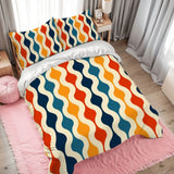 Colorful 70s Retro Double Duvet Cover Set: Midcentury Modern Bedding - Bedding - retro