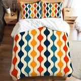 Colorful 70s Retro Double Duvet Cover Set: Midcentury Modern Bedding - Bedding - retro