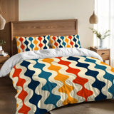 Colorful 70s Retro Double Duvet Cover Set: Midcentury Modern Bedding - Bedding - retro