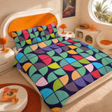 Colorful Geometric Mid Century Duvet Cover Set – Retro Double Sided Printed