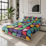 Colorful Geometric Mid Century Duvet Cover Set – Retro Double Sided Printed