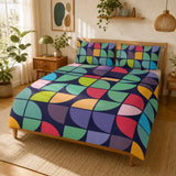 Colorful Geometric Mid Century Duvet Cover Set – Retro Double Sided Printed
