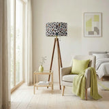 Colorful Leo Print Retro Scandi Tripod Floor Lamp - Wooden Remote Light - retro floor lamps