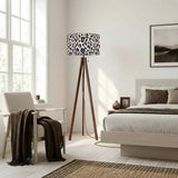 Colorful Leo Print Retro Scandi Tripod Floor Lamp - Wooden Remote Light - retro floor lamps