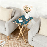Teal Deer Forest retro TV tray set of 4, size guide with table and rack dimensions