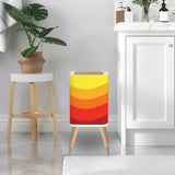 Retro Square Small Trash Can with Lid Flowing Wave Pattern, Red Orange Yellow