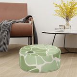 Retro Green White Floral Inflatable Ottoman – Midcentury Footstool Seat