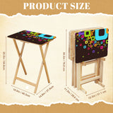 Retro Wooden Folding Side Tables Set of 4 – TV Trays with Storage Stand