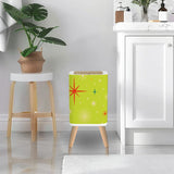 Square Trash Can with Lid, Christmas Stars Celestial Chartreuse Green