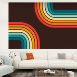 70s Midcentury Modern Disco Rainbow Wall Mural – Retro Removable Wallpaper