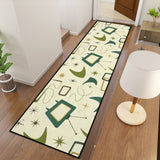 Atomic 60s Retro Runner Rugs – Pastel Yellow Green Midcentury Carpet