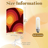 70s Retro Wall Sconces Set – Midcentury Style Linen Shade, Smart LED, Orange Yellow Concentric Circles