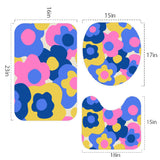 Floral Midcentury 3-Piece Bath Mat Set | Retro 70s Vibrant Pattern