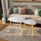 Triangle 60s Retro Tripod Nesting Table Set, White Wood Grain