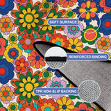 70s Flowr Power Retro Midcentury Rug – Floral Soft Non-Slip Area Carpet