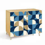 Retro Wooden Storage Cabinet – Geometric Blue Grey