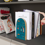Cocktail Icons retro wooden bookend on a dark shelf with books