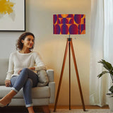 Retro Tripod Floor Lamp, Geometric Punchy Colors
