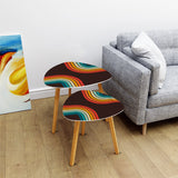 Triangle 60s Retro Tripod Nesting Table Set, Rainbow Black
