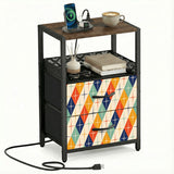 1960s Midcentury Modern Retro Nightstand with USB & AC Outlets