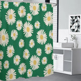 Daisy 70s Retro 4 Sizes Shower Curtain Midcentury Green White Yellow - retro bathroom
