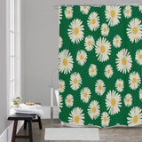 Daisy 70s Retro 4 Sizes Shower Curtain Midcentury Green White Yellow - retro bathroom