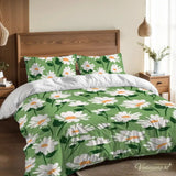 Daisy Meadow Duvet Cover Set: 70s Retro Full Size Microfiber Bedding - retro bedding