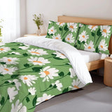 Daisy Meadow Duvet Cover Set: 70s Retro Full Size Microfiber Bedding - retro bedding