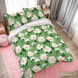 Daisy Meadow Duvet Cover Set: 70s Retro Full Size Microfiber Bedding - retro bedding