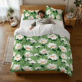 Daisy Meadow Duvet Cover Set: 70s Retro Full Size Microfiber Bedding - retro bedding