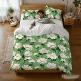 Daisy Meadow Duvet Cover Set: 70s Retro Full Size Microfiber Bedding - retro bedding