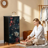 Dark Academia Bold Flowers Dresser – Floral 4-Drawer Storage Cabinet - retro dresser