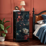 Dark Academia Bold Flowers Dresser – Floral 4-Drawer Storage Cabinet - retro dresser