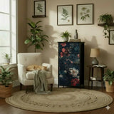 Dark Academia Bold Flowers Dresser – Floral 4-Drawer Storage Cabinet - retro dresser