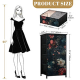 Dark Academia Bold Flowers Dresser – Floral 4-Drawer Storage Cabinet - retro dresser
