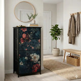 Dark Academia Bold Flowers Dresser – Floral 4-Drawer Storage Cabinet - retro dresser