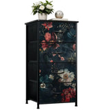 Dark Academia Bold Flowers Dresser – Floral 4-Drawer Storage Cabinet - retro dresser