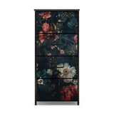Dark Academia Bold Flowers Dresser – Floral 4-Drawer Storage Cabinet - retro dresser