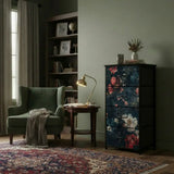 Dark Academia Bold Flowers Dresser – Floral 4-Drawer Storage Cabinet - retro dresser