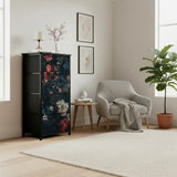 Dark Academia Bold Flowers Dresser – Floral 4-Drawer Storage Cabinet - retro dresser
