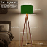 Dark Green Retro Light - Scandi Wooden Tripod Floor Lamp - retro floor lamps