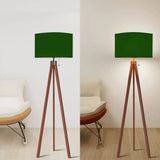 Dark Green Retro Light - Scandi Wooden Tripod Floor Lamp - retro floor lamps