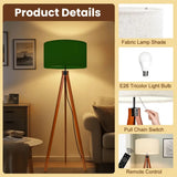 Dark Green Retro Light - Scandi Wooden Tripod Floor Lamp - retro floor lamps