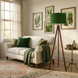 Dark Green Retro Light - Scandi Wooden Tripod Floor Lamp - retro floor lamps