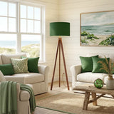Dark Green Retro Light - Scandi Wooden Tripod Floor Lamp - retro floor lamps