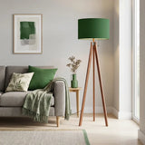 Dark Green Retro Light - Scandi Wooden Tripod Floor Lamp - retro floor lamps