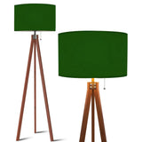 Dark Green Retro Light - Scandi Wooden Tripod Floor Lamp - US Plug - retro floor lamps