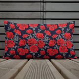 DARK ROMANCE ROSE Premium Pillow Black Red Floral Victorian Gothic - retro pillow